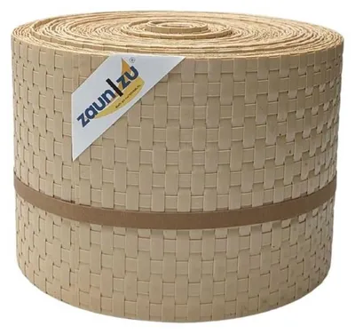 Produktbild von Sichtschutzstreifen zaun|zu RATTAN 26m Rolle Zaunblende für Doppelstabmattenzaun Beige 26m
