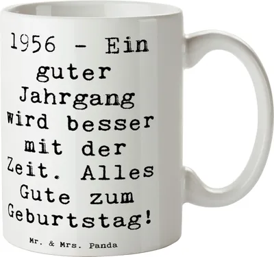 Produktbild von Mr. & Mrs. Panda Tasse Spruch 1956 Geburtstag - Weiß - Geschenk, Becher, Geschenktasse, Alter, Pott, Happy Birthday, liebevoller Gruß, Meilenstein, Geburtstagsgruß