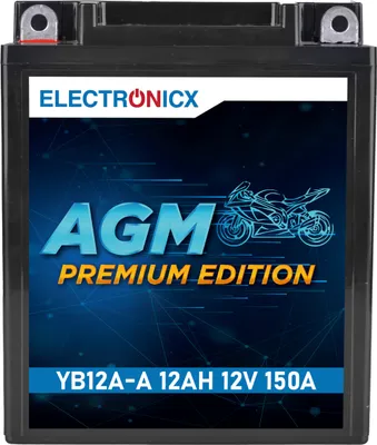 Produktbild von Electronicx GB12A-A 12V 12Ah AGM Motorradbatterie - Wartungsfrei & Versiegelt - Kompatibel mit YB12A-A / 51211 ▶ Premium Batterie 12V Wartungsfrei Versand DE