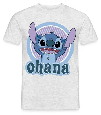 Produktbild von Lilo & Stitch Ohana Männer T-Shirt, M, Grau meliert