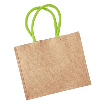 Produktbild von Westford Mill Jute-Einkaufstasche, 21 Liter BC1542 (Einheitsgröße) (Natur/Limette)