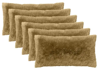 Image de vidaXL Coussins avec taies HEERLEN, lot de 6, gris clair, en polaire