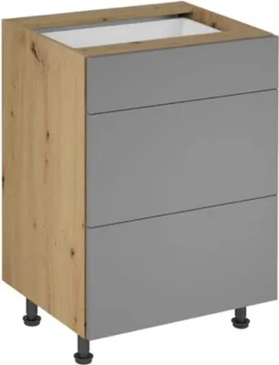 Image de Meuble à tiroirs Meuble bas de cuisine 3 tiroirs Commode Module à tiroirs