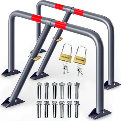 Zdjęcie produktu dla Zestaw składanych barier parkingowych ANTONIA, 2 szt., 800x470x440 mm, szary
