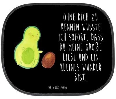 Produktbild von Mr. & Mrs. Panda Sonnenschutz Auto Avocado Kern rollt - Schwarz - Geschenk, Seitenscheibe, Sonnenblende, Hitzeschutz, autofenster, Liebe, Schwangerschaft, Fürs
