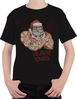 Produktbild von Heavy XMas Fitness Weihnachtsmann Gym Santa - Weihnachten Weihnachtsgeschenk Uni Kinder T-Shirt, Schwarz, 104