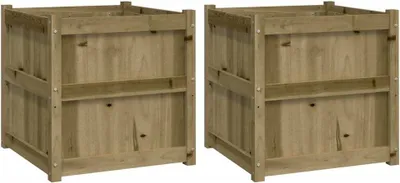 Image de vidaXL Bac à plantes 2 pcs. Bois de pin imprégné
