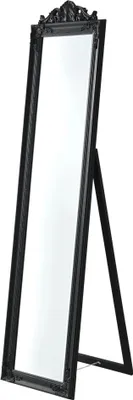 Obrázok produktu pre In And OutdoorMatch Voľne stojace zrkadlo Eulah - s barokovým rámom - nastaviteľné - 160 x 40 cm - čierne - eukalyptové drevo - luxusný vzhľad