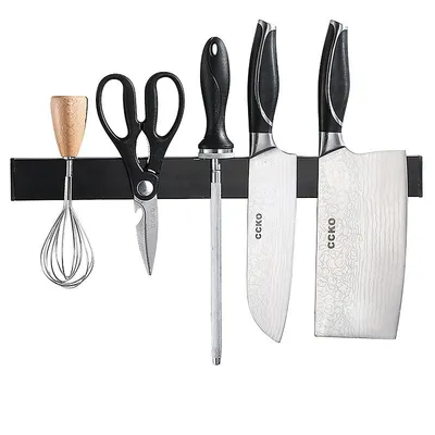 Produktbild von Messerblöcke, 40 cm Magnetleiste Messer, schwarzer Messerhalter magnetisch ohne Bohren, leistungsstarker Magnet Messerhalter, Für die Küche
