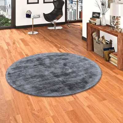 Produktbild von Luxus Designer Teppich Roma Anthrazit Rund, Größe:120 cm Rund