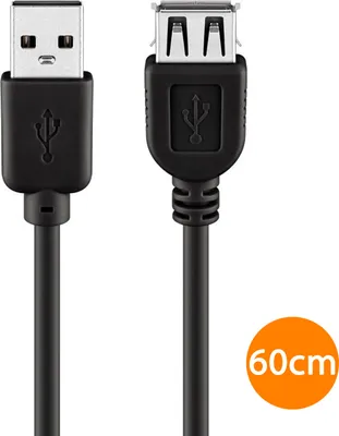 Produktbild von ORSEM USB Verlängerungskabel Hi-Speed 2.0 Datenkabel 480Mbit/s USB-Kabel A-Stecker zu A-Buchse Handy Ladekabel Verlängerung Kabel Schwarz 60cm