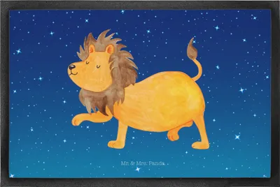 Produktbild von Mr. & Mrs. Panda fußmatte Sternzeichen Löwe 50 x 75 cm - Sternenhimmel Blau - Geschenk, Fussmatte, bodenmatte, Schmutzfangmatte, König Der Tiere, Sauberlaufmatte, August