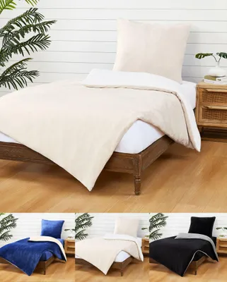 Produktbild von JACK Teddy Flausch 135x200cm Wende Bettwäsche Uni Plüsch Cashmere Touch Weiß Creme Blau Schwarz Grau Warm, Farbe:Creme/Weiß