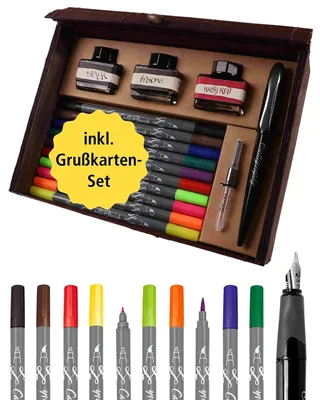 Image de Solidchoice - Coffret complet pour la calligraphie, comprenant différentes encres et stylos