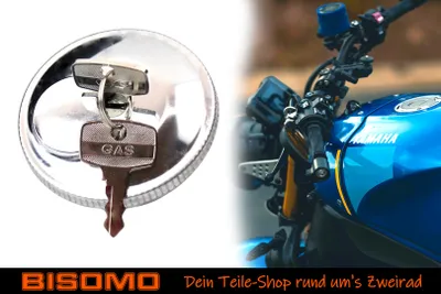 Produktbild von Tankdeckel Ø 40mm, abschließbar, kompatibel mit Yamaha FS1, Kreidler, Zündapp, Chrom Optik, 2 Schlüssel