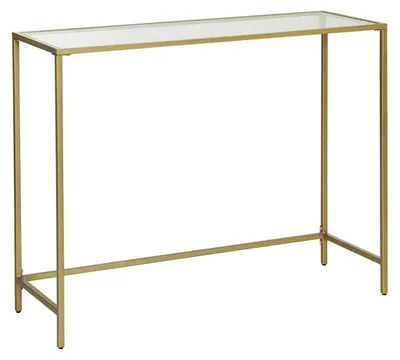 Obrázek produktu pro Moderní přistavovací stolek ze skla – zlatý kovový rám – tvrzené sklo – rozměry 100 x 35 x 80 cm