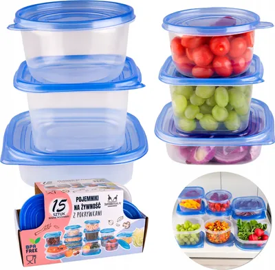 Zdjęcie produktu dla SuperButelki - Zestaw pojemników MULTIBOX, 15 sztuk, 750 ml, 950 ml, z pokrywkami, organizer do kuchni, na żywność - porządek i świeżość!