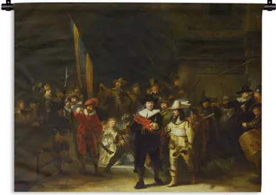 Produktbild von MuchoWow® Wandteppich Wandbehang Die Nachtwache - Rembrandt van Rijn 150x112.50 cm Tapisserie Dekoration Wandtuch - Wanddecke - Wandteppiche