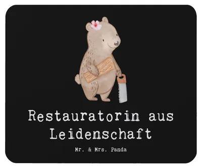 Produktbild von Mr. & Mrs. Panda Mouse Pad Restauratorin Leidenschaft - Schwarz - Geschenk, pc mauspad, Mousepad, laptop, mousematte