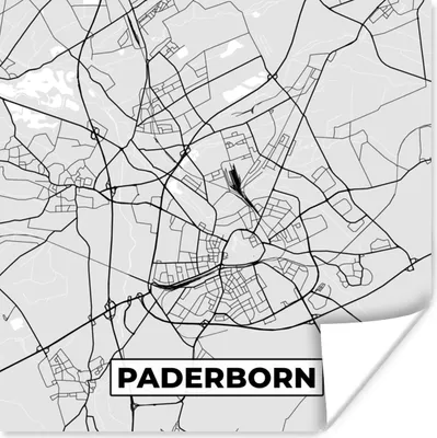 Produktbild von MuchoWow® Poster Karte - Stadtplan - Deutschland - Paderborn 100x100 cm - Babyzimmer
