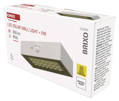 Solární LED svítidlo BRIXO s pohybovým čidlem, bílé, neutrální bílá