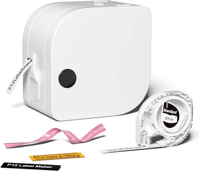 Produktbild von Bluetooth Etikettiergerät P12 Beschriftungsgerät Mini Labeldrucker für iOS & Android Thermo/Thermotransfer, wasserfest, mobil, Büro, Zuhause kompakt!