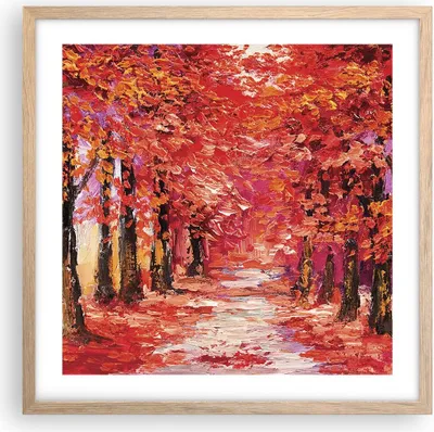 Produktbild von Gerahmtes Poster - Rahmen in heller Eiche - Herbst Park Allee - 50x50 cm - Wand Bild - Wanddeko - Wandbilder - Wandposter - Bilderrahmen - Bilder - Kunstdruck - Wandbild - P2NAC50x50-4292