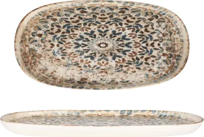 Produktbild von Rinart Aztec Porzellan-Servierschale, 30x15 cm, mikrowellen- und spülmaschinenfest, thermoschockbeständig und resistent gegen Glasurschäden.