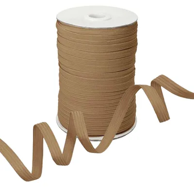 Produktbild von Gummiband 100m x 7mm Gummilitze flach gestrickt Stretch Elastisch in 19 Farben, Gurtband:894 beige