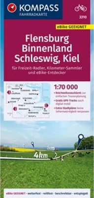 Produktbild von KOMPASS Fahrradkarte 3310 Flensburg Binnenland, Schleswig, Kiel 1:70.000