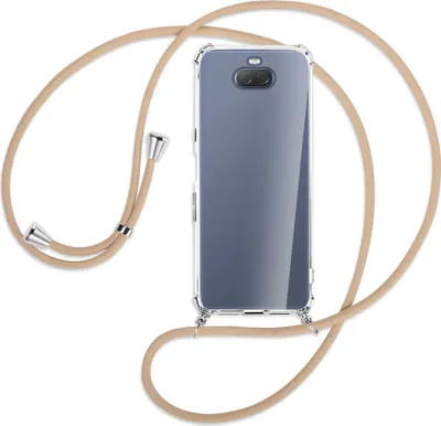 Produktbild von Handykette Backcover-Schutzhülle mit Band (Metall silberfarben) für Sony Xperia 10 - beige