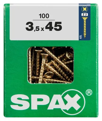 Produktbild von SPAX 4081020350457, Schraube, Stahl, Zink, Holz, Flachkopf, Pozidriv, Gelb