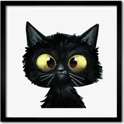 Produktbild von Bild - 50 cm x 50 cm - MDF - Rahmen, Wandkunst - Katzen-Illustration