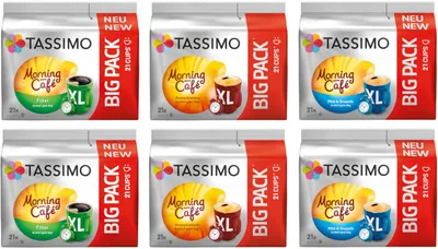 Produktbild von TASSIMO Morning Café XL Big Packs Mix-Paket 3 Sorten 6 Packungen 126 Getränke
