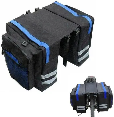 Immagine prodotto di Borsa da bicicletta Ibenzoa® per portapacchi – borsa da viaggio doppia da 30 L realizzata in tessuto 600D, impermeabile, rimovibile con ganci e fibbie, con strisce riflettenti