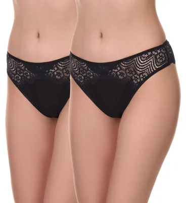 Produktbild von Merry Style Damen String Tanga Brazilian mit Spitze MSGAB45 (Schwarz-1 (2Pack), 36 (Herstellergröße: S))