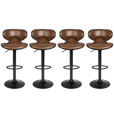 Produktbild von 2er Set Barhocker 360° drehbar höhenverstellbar gepolsterter Barstuhl mit Rückenlehne und Fußstütze