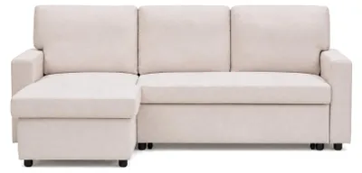 Image de Best Mobilier Meiya - canapé d'angle réversible 4 places convertible avec coffre en tissu , Beige