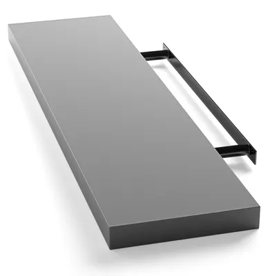 Obrázek produktu pro Závěsná nástěnná police, šedé MDF, 90 cm, nosnost 15 kg