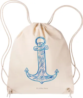 Produktbild von Mr. & Mrs. Panda Turnbeutel Anker Blau - Transparent - Geschenk, Jutebeutel, gymnastiktasche, Sportbeutel, Beutel, wander rucksack, mit kordel, Lustige Sprüche