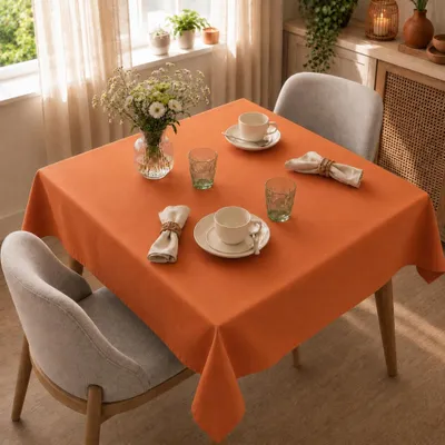 Productafbeelding van Tafelkleed van 85 x 85 cm, geschikt voor keuken en eettafel, in de kleur oranje