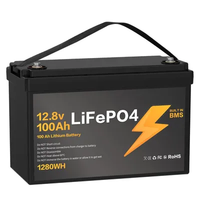 Produktbild von Akku 12.8V 100Ah Lithium-Eisenphosphat Akku mit Smart BMS IP67 LiFePO4 Batterie wasserdicht Lithium Akku 1280Wh 3000+ Zyklen für Solaranlage Camping