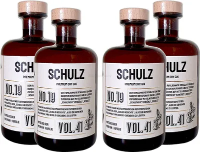 Produktbild von Schulz Premium Dry Gin No19 - 4er Set Der Schulz Gin 0,5L (41% Vol)- [Enthält Sulfite]