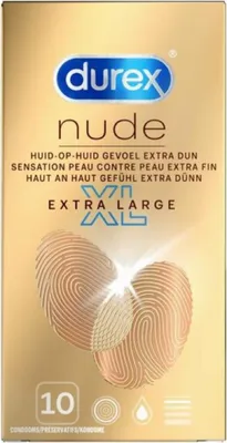 A box of Durex Nude XL condoms.