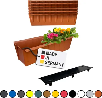 Produktbild von BURI 6 Euro-Paletten Blumenkästen-Einsätze inkl. Bewässerungsmatte | 37,3cm Terrakotta | Pflanzkasten für Europalette Palette | Balkonkasten | Blumentopf | aus stabilen Kunststoff |  Germany