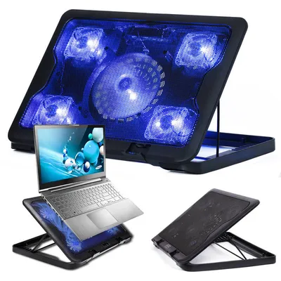Obrázek produktu pro C5-ČERNÁ | Chladicí podložka pod notebook 12-17" | 5 ventilátorů | USB HUB | LED