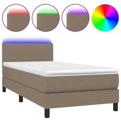 Produktbild von vidaXL Boxspringbett mit Matratze & LED Taupe 90x200 cm Stoff