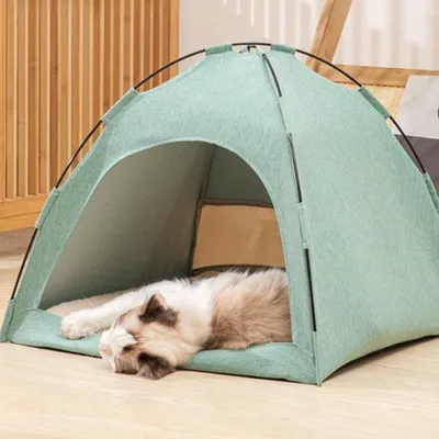 Tragbares Katzenzelt - Waschbares Haustierbett - Atmungsaktives Polyester - Abmessungen 42x42x35cm - Bequem und Stabil