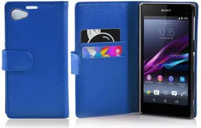 Produktbild von Cadorabo Schutzhülle für Sony Xperia Z1 COMPACT Hülle in Blau Handyhülle Etui Case Backcover Kunstleder Tasche