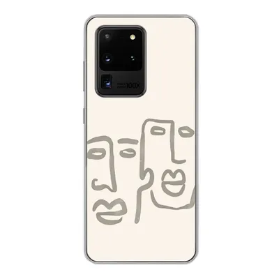 Produktbild von MuchoWow® Handyhülle Schutzhülle Hülle für Samsung Galaxy S20 Ultra Gesicht - Abstrakt - Strichzeichnung Silikon Softcase Handy Hülle - Karteninhaber